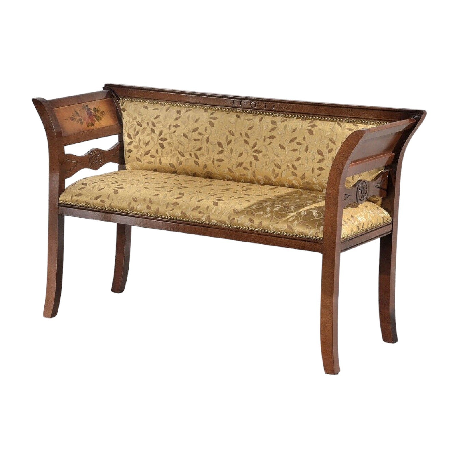 Divanetto imbottito in legno intagliato con fregi - Mobili 2G