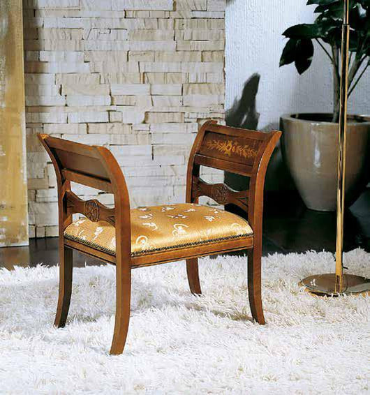 Panca imbottita in legno intagliato con decori - Mobili 2G