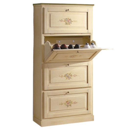  scarpiera 4 ante in legno massello avorio/verde l.80 x p.30 h.170 - Mobili 2G