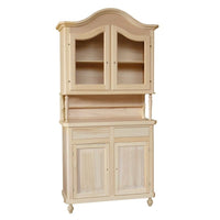 Cristalliera in legno cappello sagomato 2 ante in legno grezzo