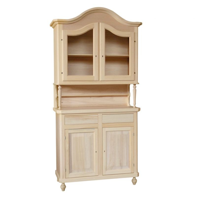 Cristalliera in legno cappello sagomato 2 ante in legno grezzo