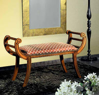 Panca imbottita in legno con fregi - Mobili 2G