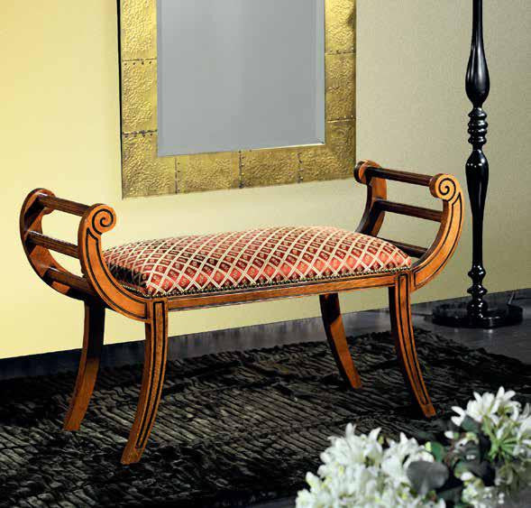 Panca imbottita in legno con fregi - Mobili 2G