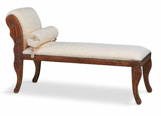 Panca imbottita in legno intagliato con fregi - Mobili 2G
