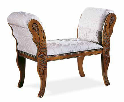 Panca imbottita in legno intagliato con fregi - Mobili 2G