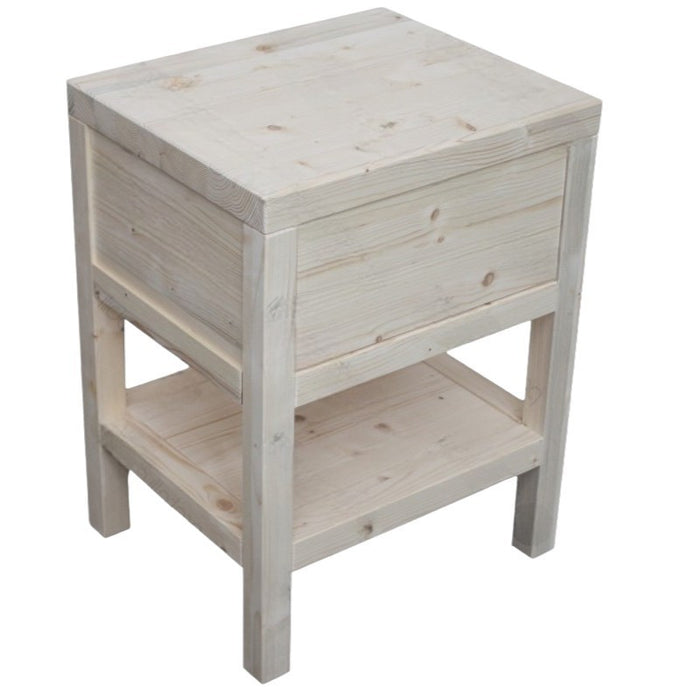 Comodino cortina 1 cassetto in legno massello di abete 45x38x60 (3304) - Mobili 2G