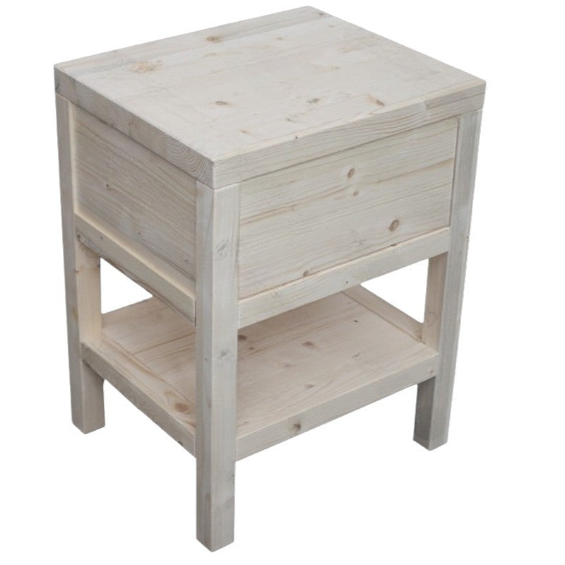Comodino cortina 1 cassetto in legno massello di abete 45x38x60 (3304) - Mobili 2G