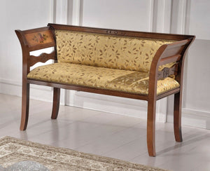 Divanetto imbottito in legno intagliato con fregi - Mobili 2G