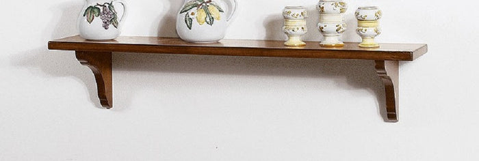  mensola country in legno massello tinta noce 100cm