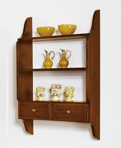  pensile country 2 cassetti 2 ripiani legno massello tinta noce