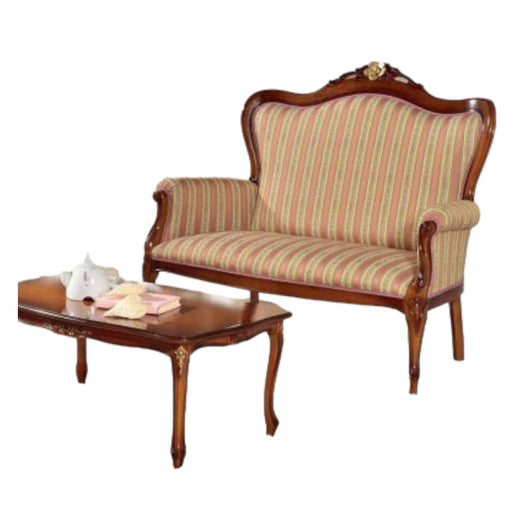 Divanetto imbottito in legno massello intagliato con fregi - Mobili 2G