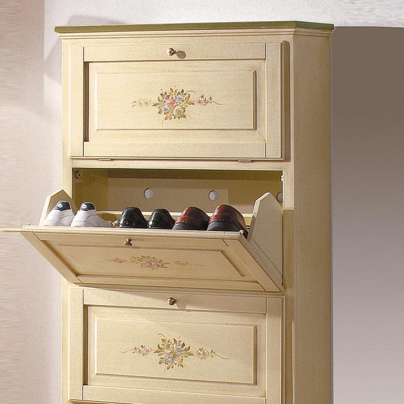  scarpiera 4 ante in legno massello avorio/verde l.80 x p.30 h.170 - Mobili 2G