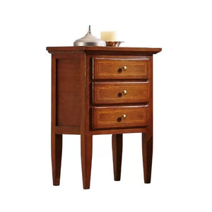 Comodino in legno 3 cassetti intarsiato l.43 x p.33 h.70 - Mobili 2G