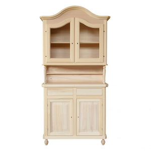 Cristalliera in legno cappello sagomato 2 ante in legno grezzo