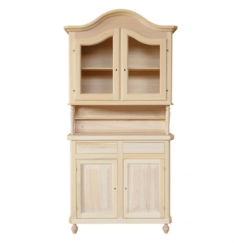 Cristalliera in legno cappello sagomato 2 ante in legno grezzo