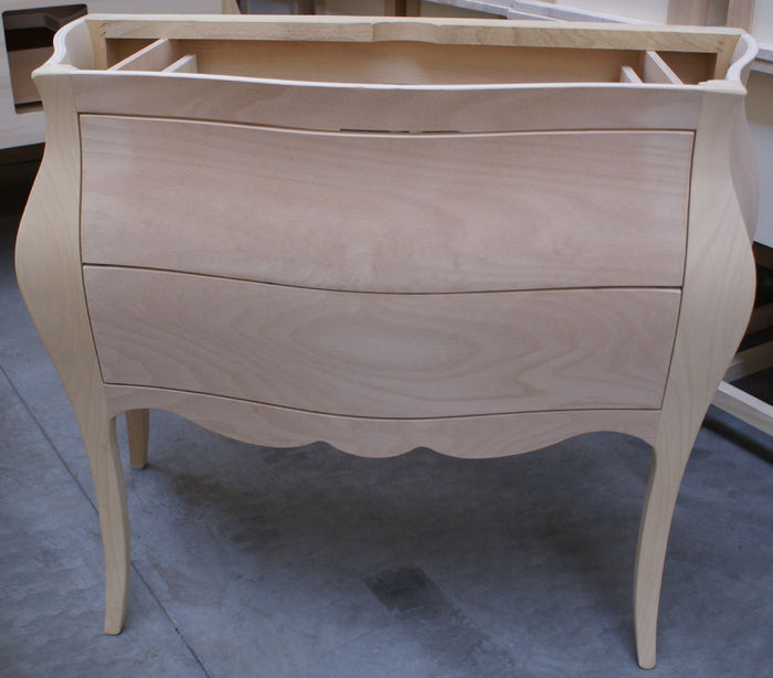 Mobile bagno bombato 2 cassetti grezzo  l.108 p.55 h.82 (3024) - Mobili 2G