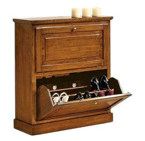 scarpiera 2 ante in legno massello tinta noce l.80 x p.30 h.93 - Mobili 2G