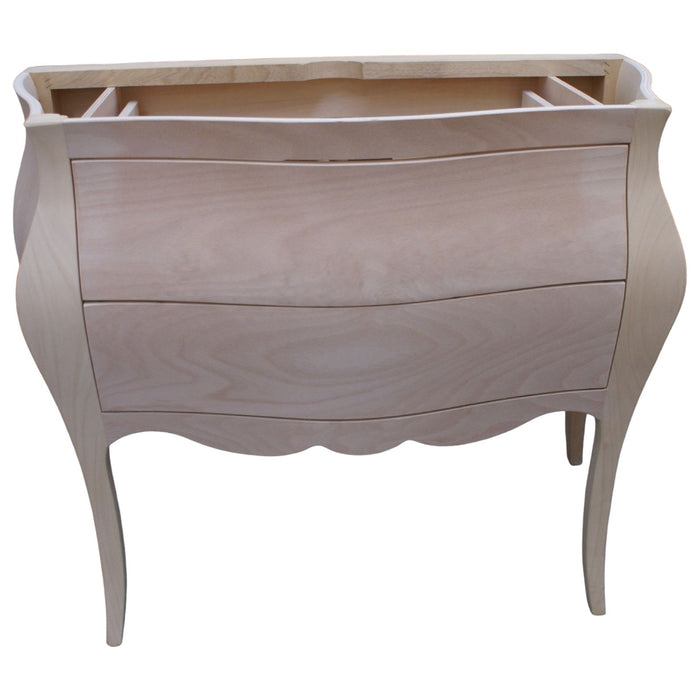 Mobile bagno bombato 2 cassetti grezzo  l.108 p.55 h.82 (3024) - Mobili 2G