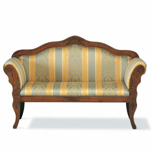 Divanetto imbottito in legno intagliato con fregi - Mobili 2G
