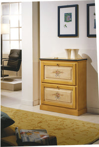 scarpiera 2 ante in legno massello giallo/blu l.80 x p.30 h.93 (1217) - Mobili 2G