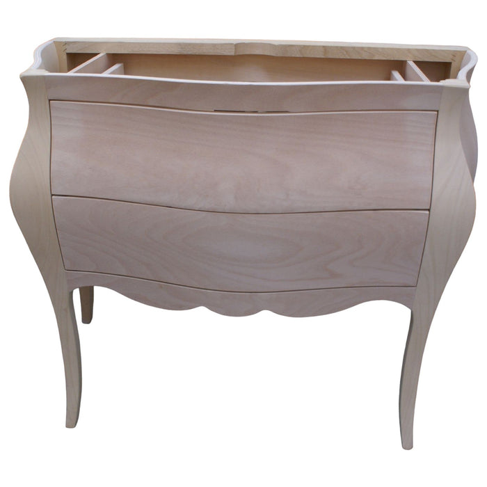 Mobile bagno bombato 2 cassetti grezzo  l.108 p.55 h.82 (3024) - Mobili 2G