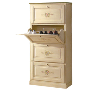  scarpiera 4 ante in legno massello avorio/verde l.80 x p.30 h.170 - Mobili 2G