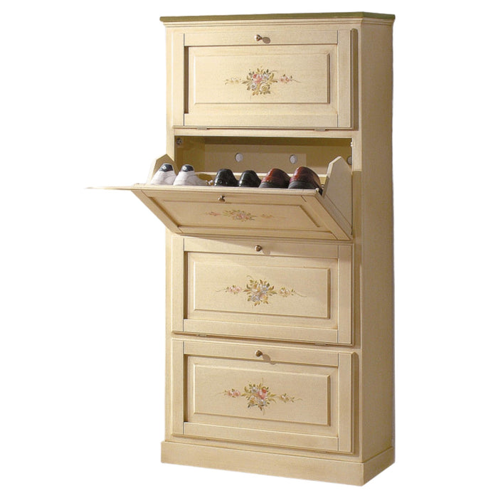  scarpiera 4 ante in legno massello avorio/verde l.80 x p.30 h.170 - Mobili 2G