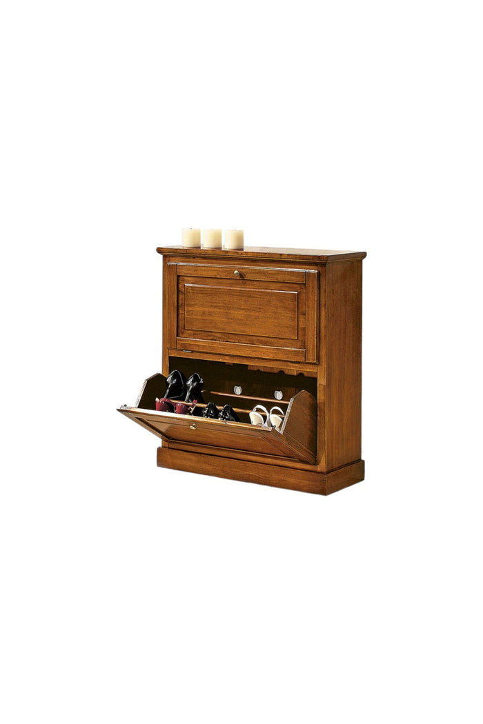 scarpiera 2 ante in legno massello tinta noce l.80 x p.30 h.93 - Mobili 2G