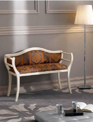 Divanetto imbottito in legno intagliato con fregi - Mobili 2G