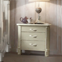 Comodino in legno 3 cassetti shabby chic l.59 p.42 h.61 (3201) - Mobili 2G