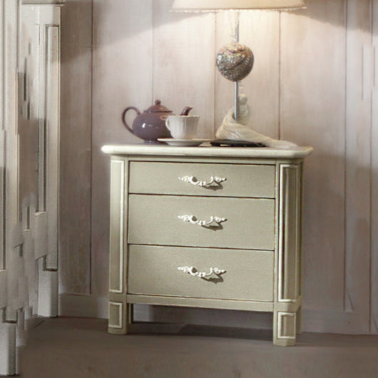 Comodino in legno 3 cassetti shabby chic l.59 p.42 h.61 (3201) - Mobili 2G