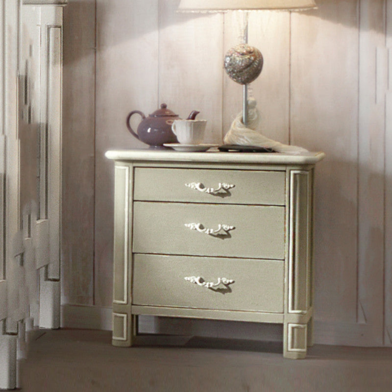 Comodino in legno 3 cassetti shabby chic l.59 p.42 h.61 (3201) - Mobili 2G