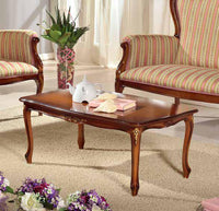 Tavolino rettangolare da salotto in legno con fregi foglia oro