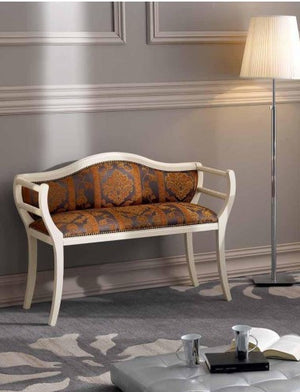 Divanetto imbottito in legno intagliato con fregi - Mobili 2G