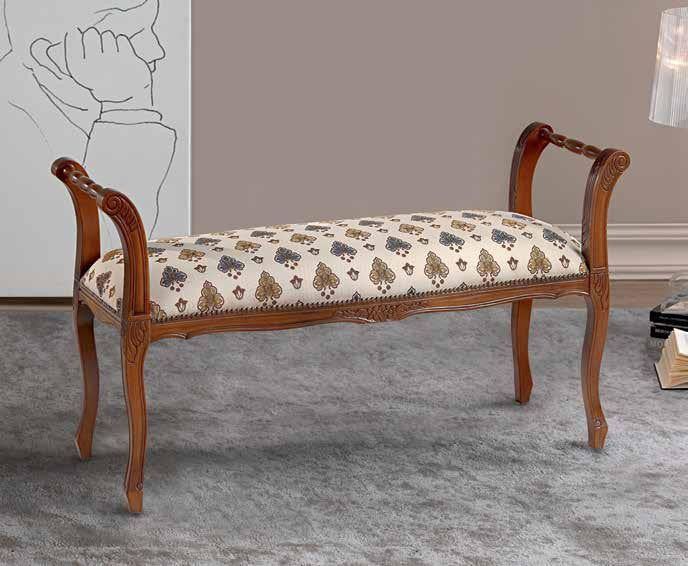 Panca imbottita in legno intagliato con fregi - Mobili 2G