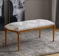 Panca imbottita in legno intagliato con fregi - Mobili 2G