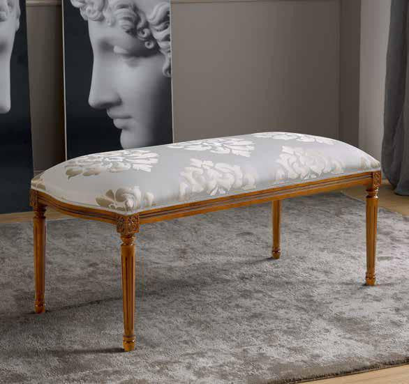 Panca imbottita in legno intagliato con fregi - Mobili 2G