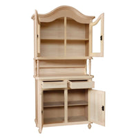 Cristalliera in legno cappello sagomato 2 ante in legno grezzo