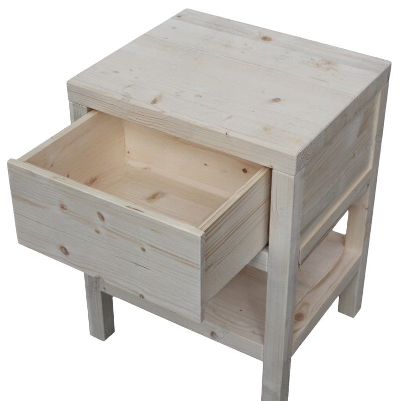 Comodino cortina 1 cassetto in legno massello di abete 45x38x60 (3304) - Mobili 2G