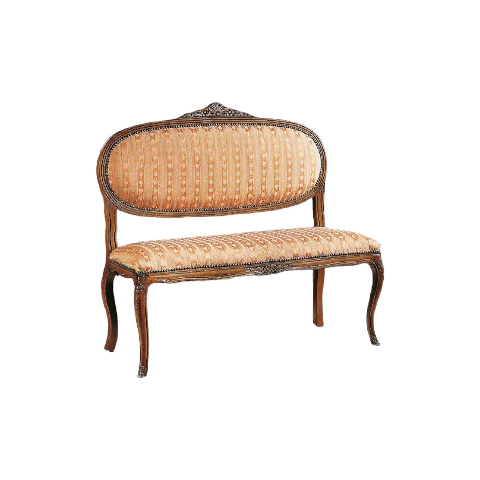 Divanetto imbottito in legno intagliato con fregi - Mobili 2G