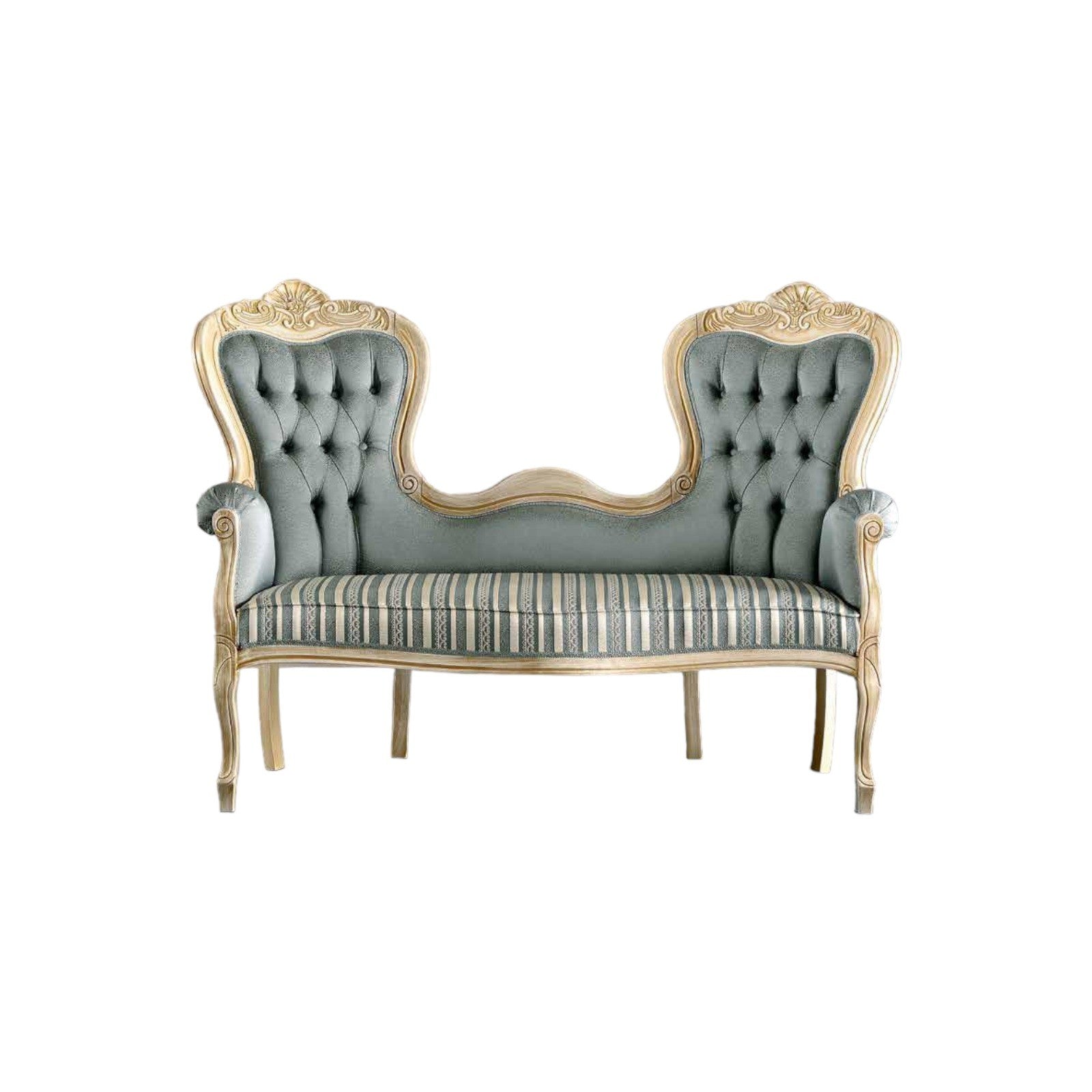 Divanetto imbottito in legno massello intagliato con fregi - Mobili 2G