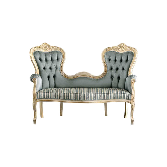 Divanetto imbottito in legno massello intagliato con fregi - Mobili 2G