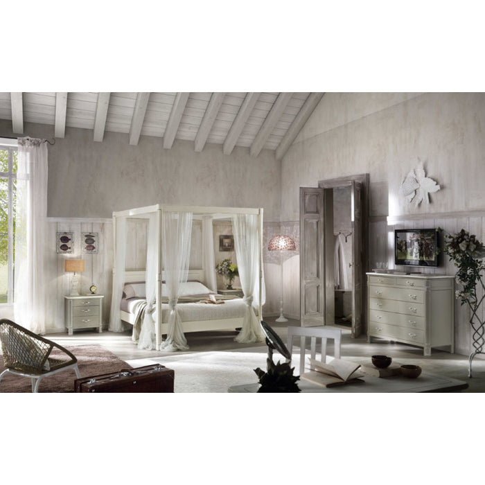 Comodino in legno 3 cassetti shabby chic l.59 p.42 h.61 (3201) - Mobili 2G