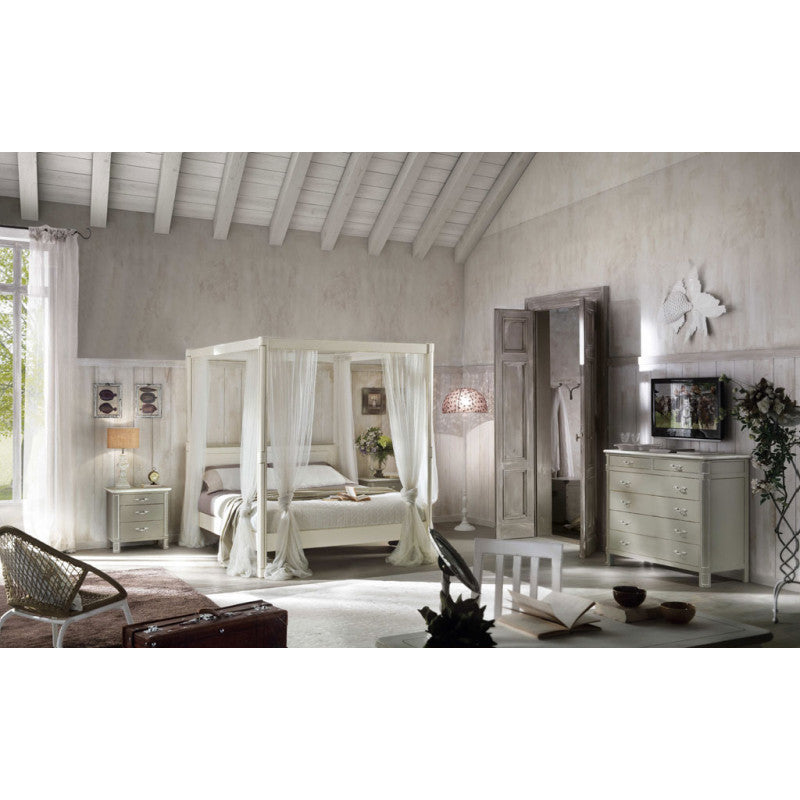 Comodino in legno 3 cassetti shabby chic l.59 p.42 h.61 (3201) - Mobili 2G