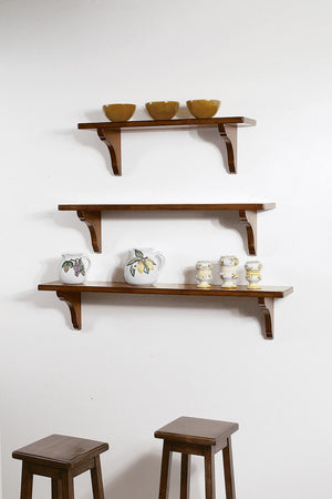  mensola country in legno massello tinta noce 100cm