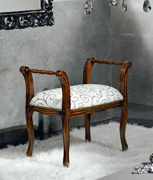 Panca imbottita in legno intagliato con fregi - Mobili 2G