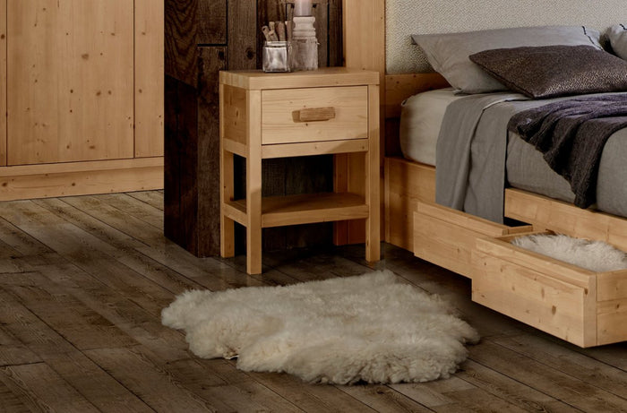 Comodino cortina 1 cassetto in legno massello di abete 45x38x60 (3304) - Mobili 2G