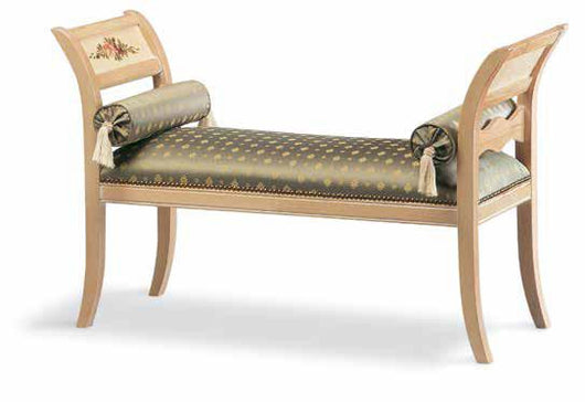 Panca imbottita in legno intagliato con decori - Mobili 2G