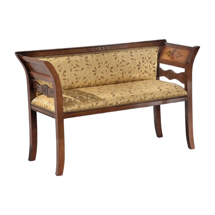 Divanetto imbottito in legno intagliato con fregi - Mobili 2G