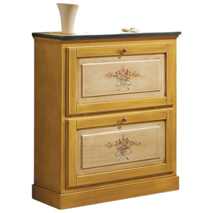 scarpiera 2 ante in legno massello giallo/blu l.80 x p.30 h.93 (1217) - Mobili 2G